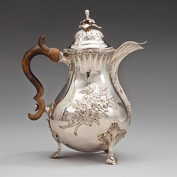 A Swedish 18th century silver coffee-pot, Fredrik Petersson Ström, Stockholm 1775.