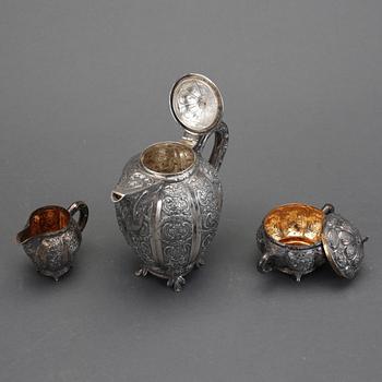 KAFFESERVIS, 3 delar, silver, Helsingfors, Finland, 1957. Vikt ca  724,3 gram.