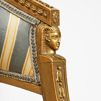 A pair of late Gustavian open armchairs attributed to E. Ståhl (master in Stockholm 1794-1820).