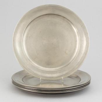 8 swedish pewter plates, Firma Svenskt Tenn. 1960s.