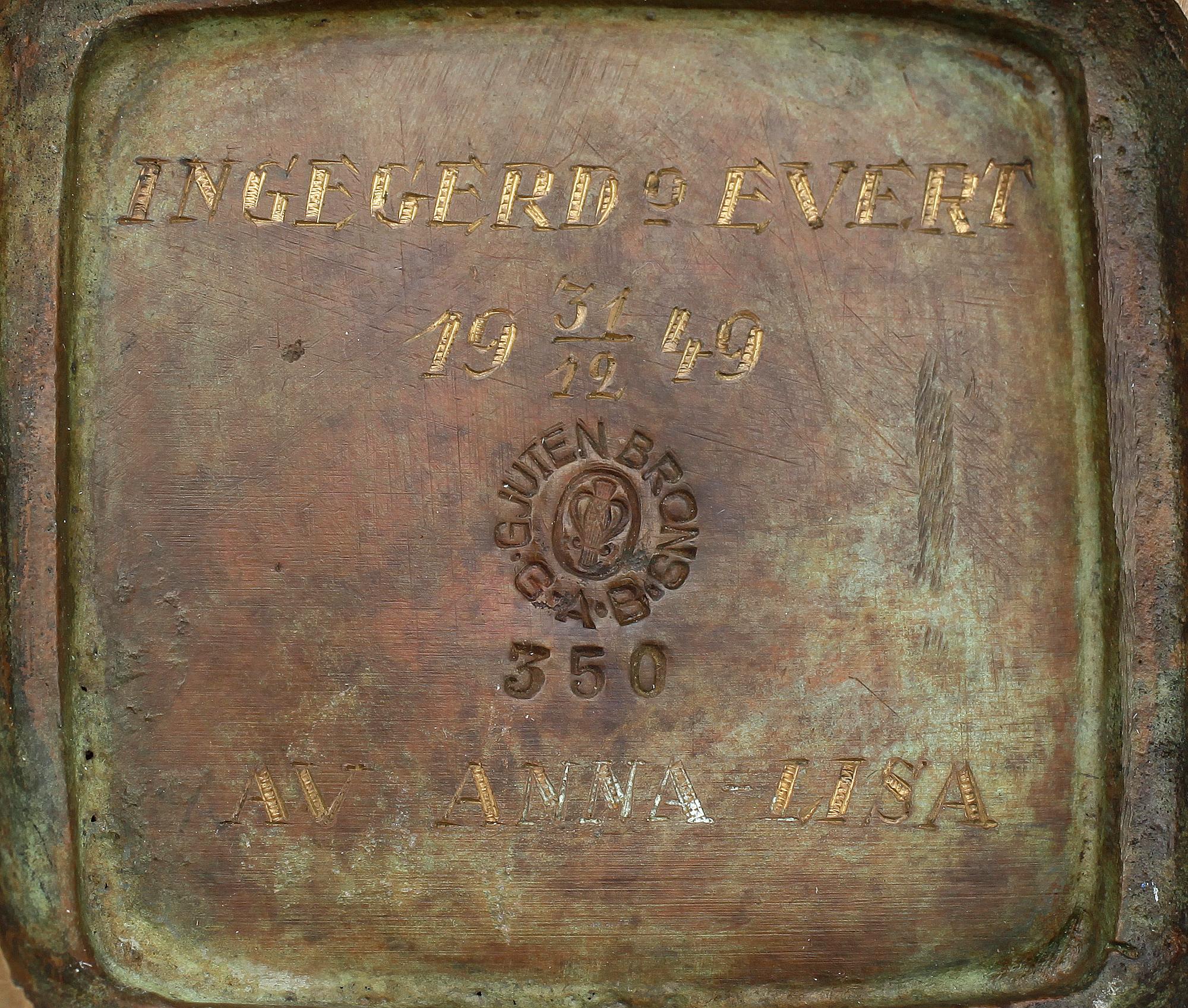 VASER samt LJUSSTAKAR, 3+4 st, diskusmetall och brons, Just Andersen o GAB, 1930/40-tal.