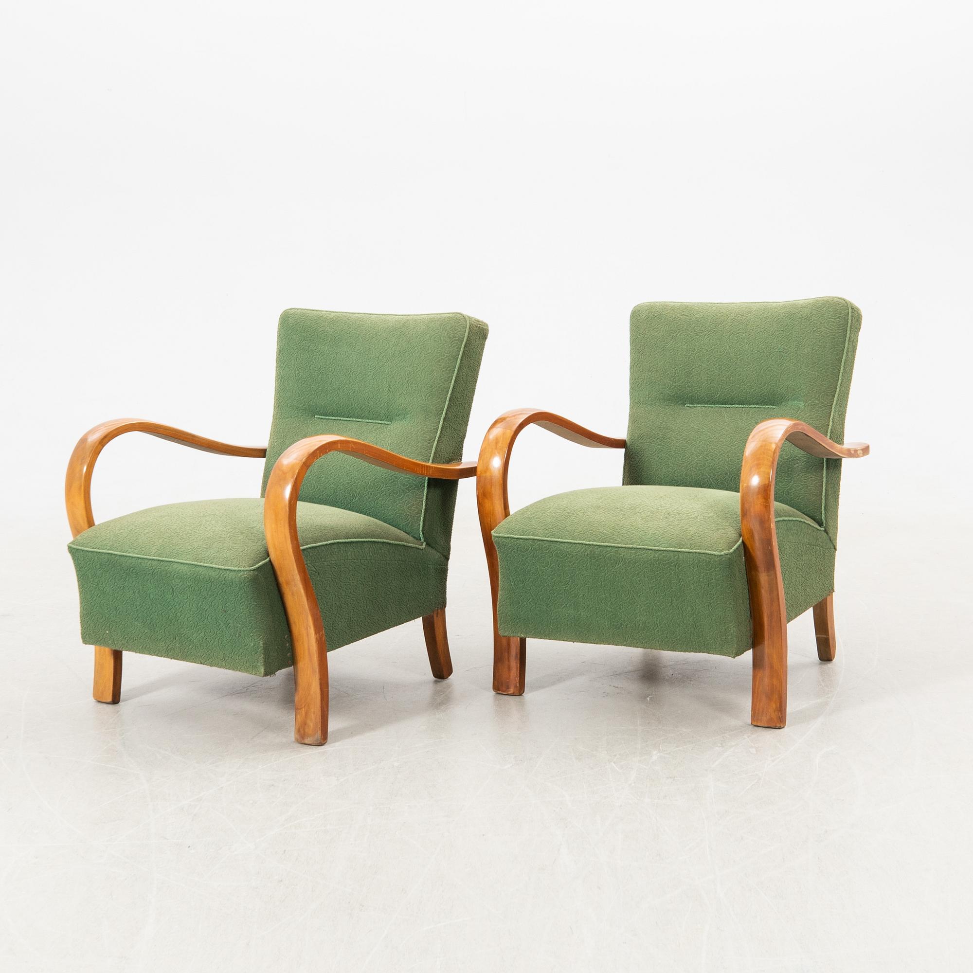 Armchairs, a pair, 1940s.