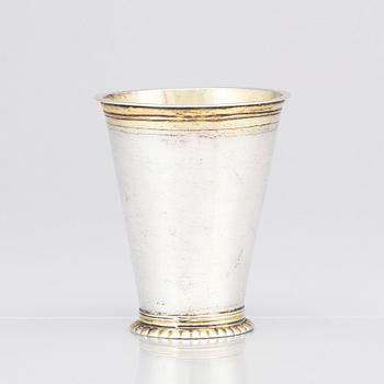 A Swedish early 18th Century parcel-gilt silver beaker, marks of Erik Bengtsson Starin, Stockholm 1709.