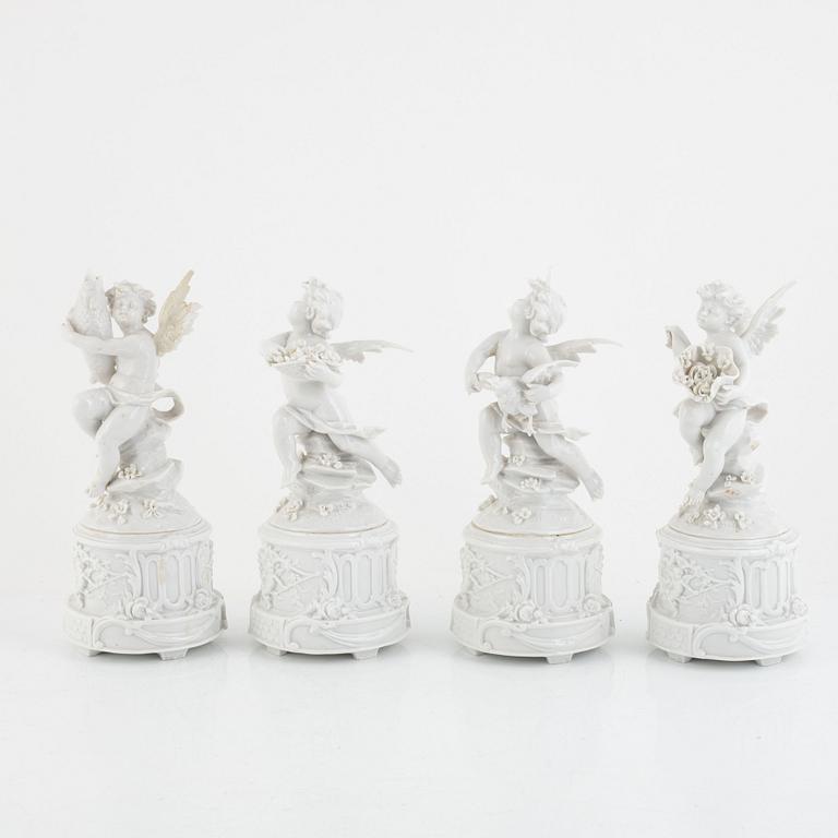 Table decorations, 5 pieces, porcelain, Naples and Naples-like mark, 20th century.