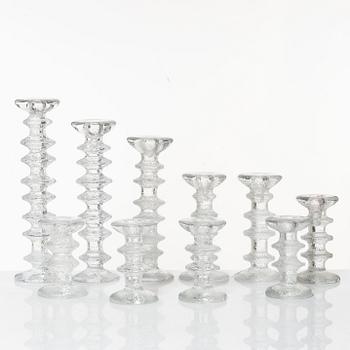 Timo Sarpaneva, a set of ten 'Festivo' glass candlesticks, Iittala, Finland.