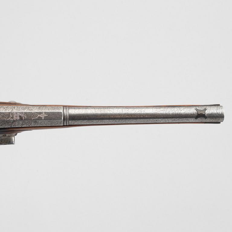 Flintlock pistols, a pair, Joakim Rosenberg, Stralsund, first half of the 18th century.