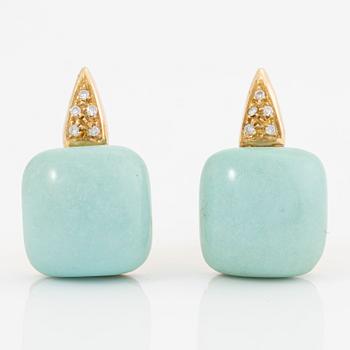 Earrings, 18K gold with turquoise and brilliant-cut diamonds.