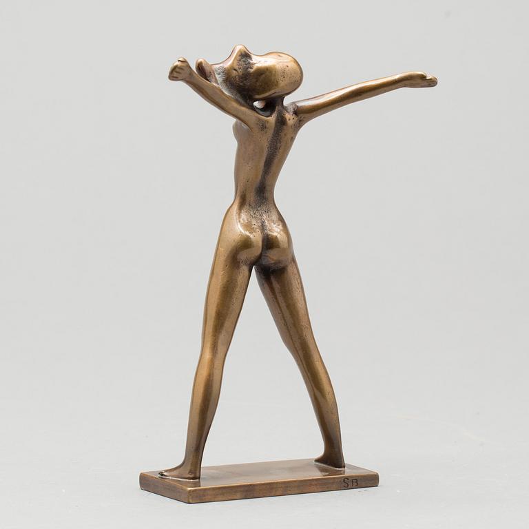 STIG BLOMBERG, skulptur, "Fritidsflickan", monogramsignerad, patinerad brons.