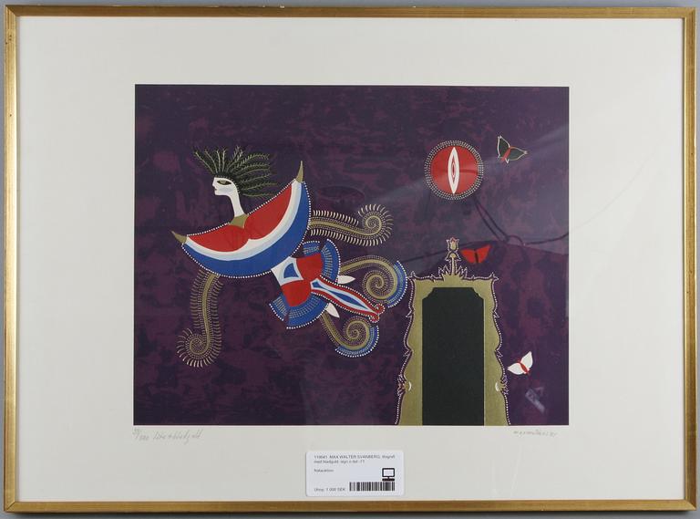 MAX WALTER SVANBERG, färglitografi med guldprägling, sign o dat -71.