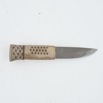 Sven-Åke Risfjell, a reindeer horn knife, signed and dated -86.