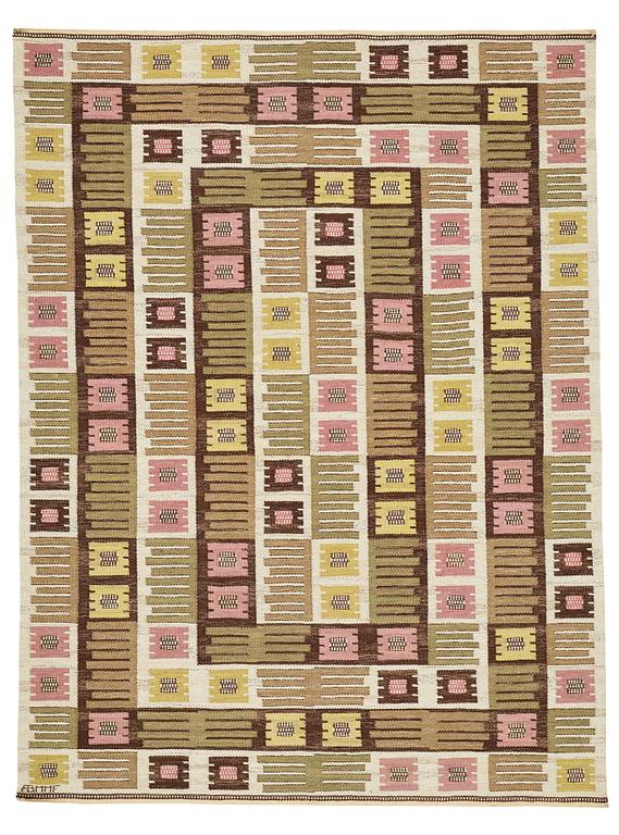 Märta Måås-Fjetterström, a carpet, "Nyponblomman", flat weave, ca 270 x 203-205 cm, signed AB MMF.