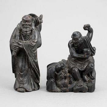 FIGURER, 2 st, trä, Kina, modern tillverkning.