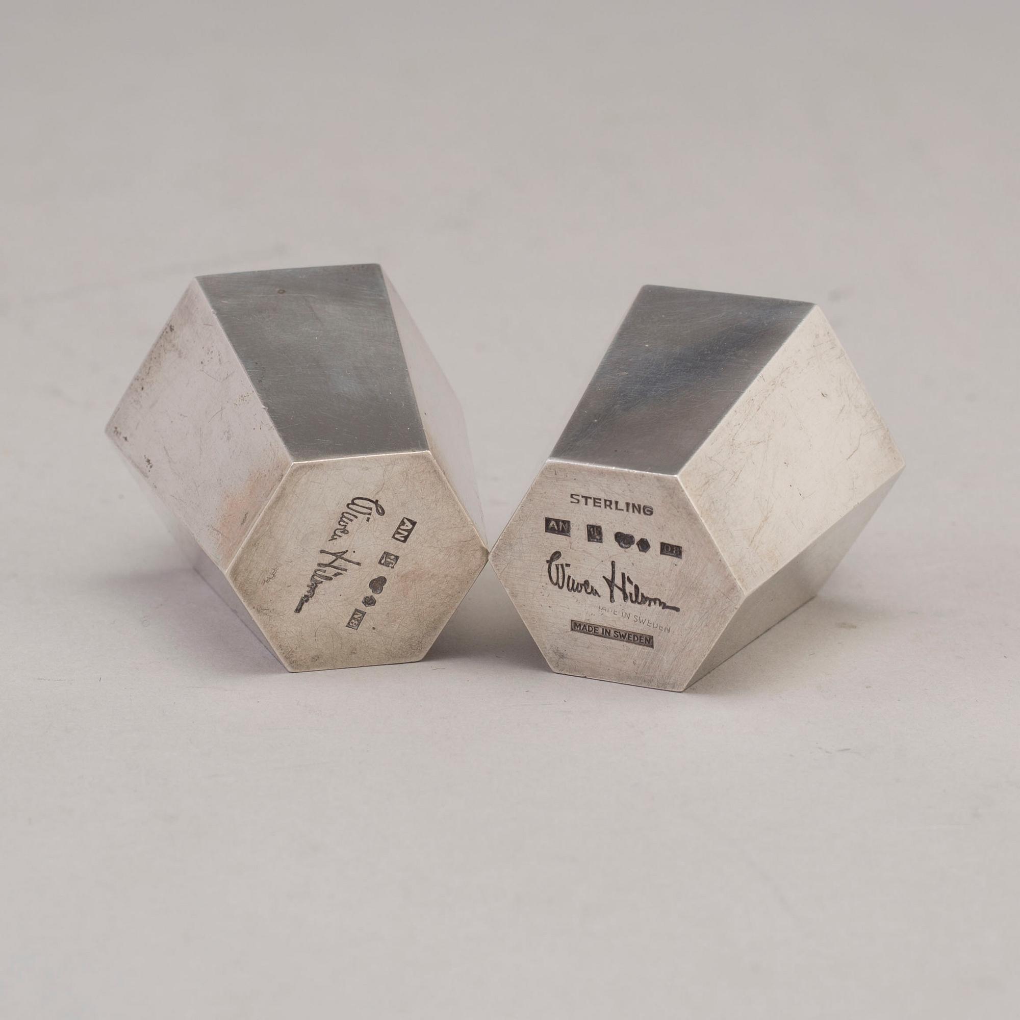 WIWEN NILSSON, Salt och pepparströare, silver och förgyllt silver, Lund 1939-40.