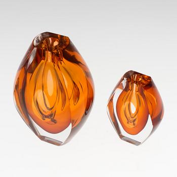 MONA MORALES-SCHILDT, 2 "Ventana" vases for Kosta glassworks, 1960´s.