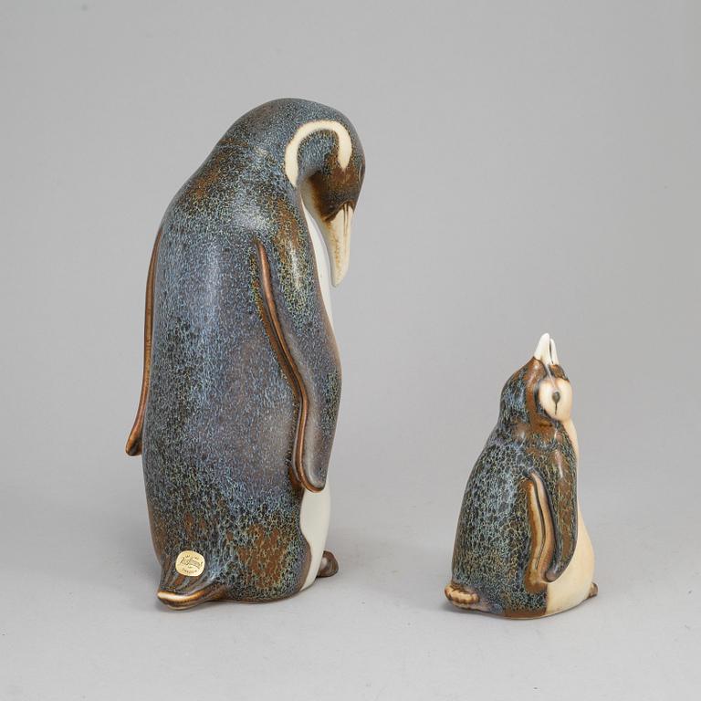 GUNNAR NYLUND, two penguine stoneware figurines from Rörstrand.