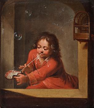 Franz van Mieris II Circle of, Boy blowing soap bubbles.