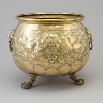 A 18th century brass flower pot.