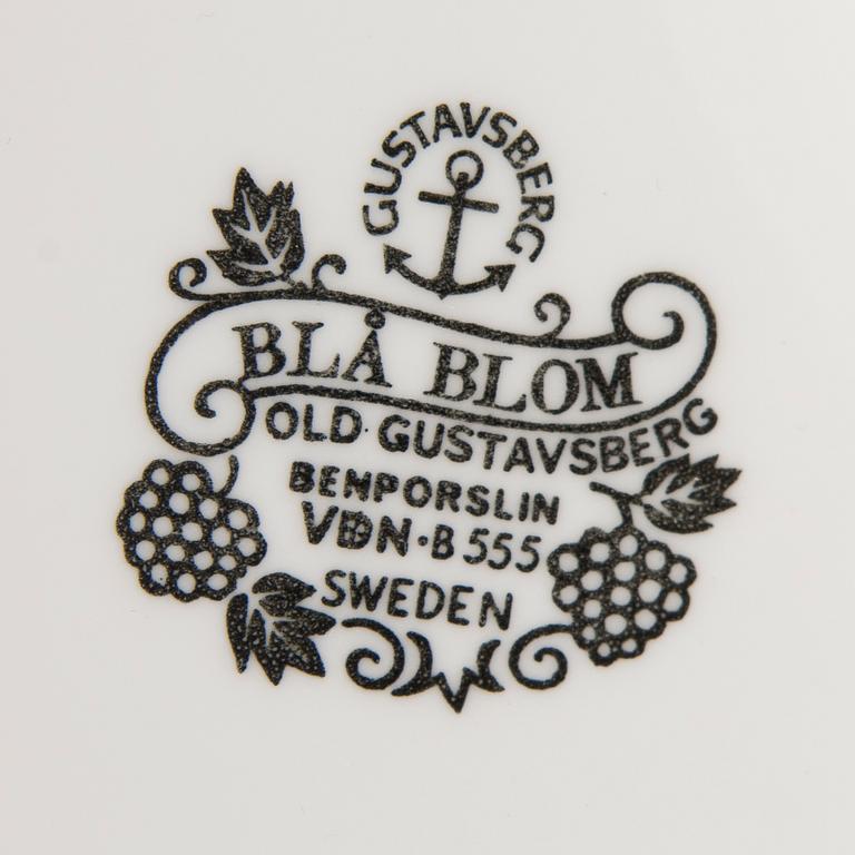 KAFFESERVIS, 16 delar, benporslin, "Blå blom", Gustavsberg.