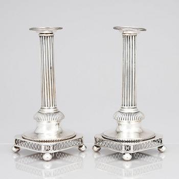 Pehr Zethelius, ljusstakar, ett par, silver, Stockholm 1795. Gustavianska.