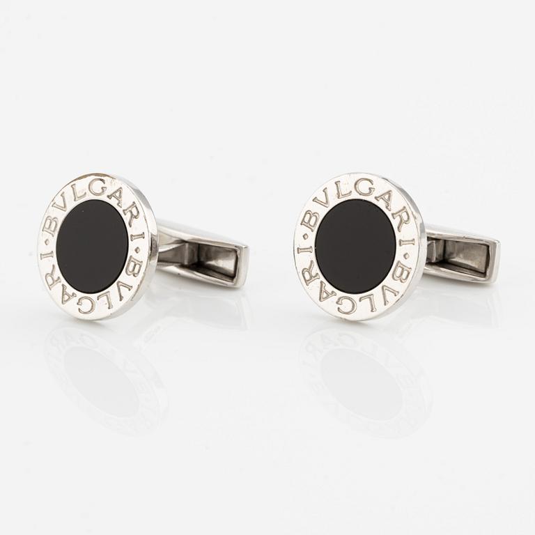 Bulgari, cufflinks, silver with onyx.