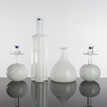 HEIKKI ORVOLA, four pieces, glass, signed, Nuutajärvi, Notsjö, Finland.