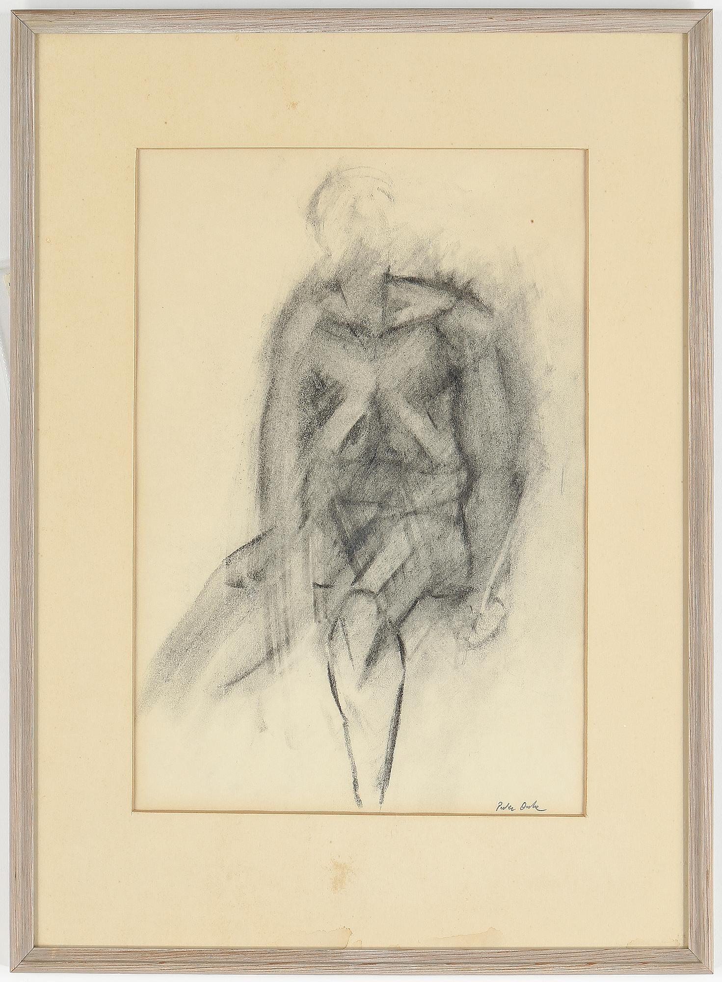 PEDER DUKE, teckning, signerad.