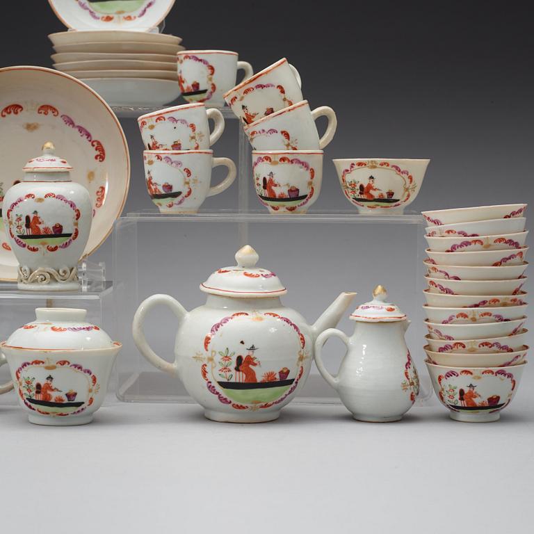 A famille rose 'European Subject' miniature service, Qing dynasty, Qianlong (1736-95). (36 pieces).