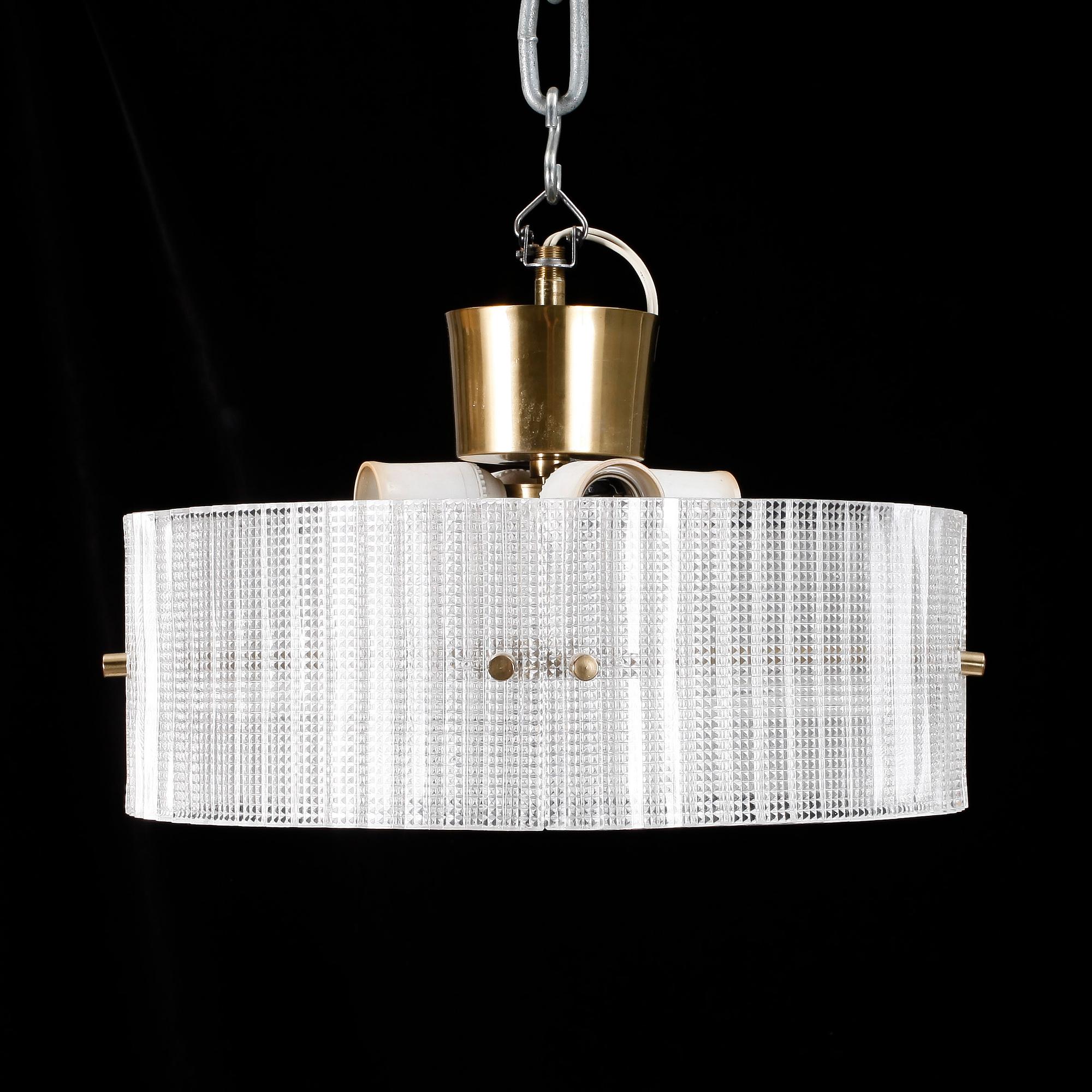 TAKLAMPA, glas, Carl Fagerlund, Orrefors, 1900-talets mitt.