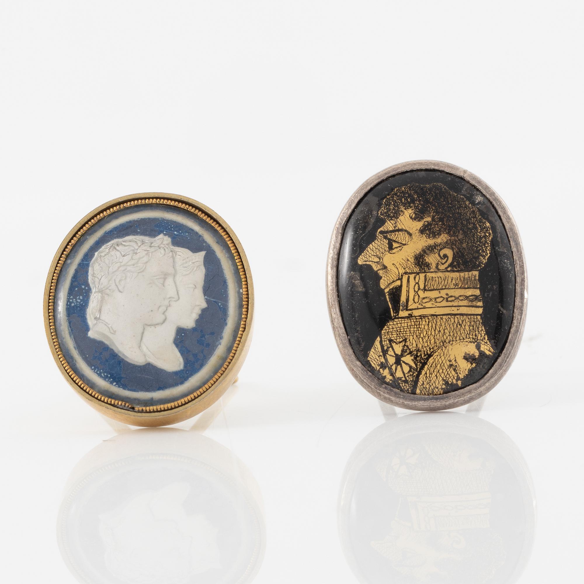Collection of gems, seals, and miniature portraits, 19th century.