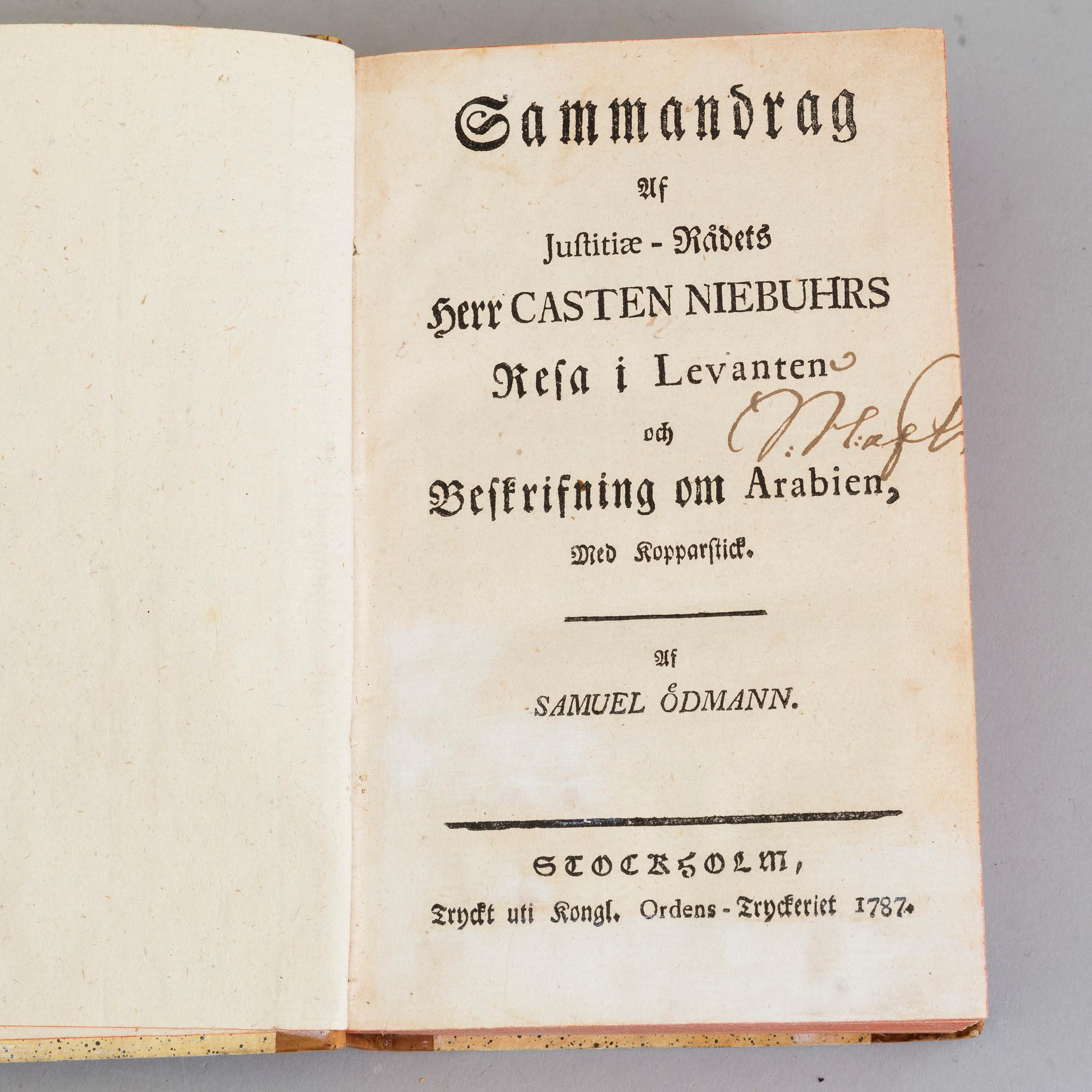 A book by Carsten Niebuhr, Stockholm 1787.