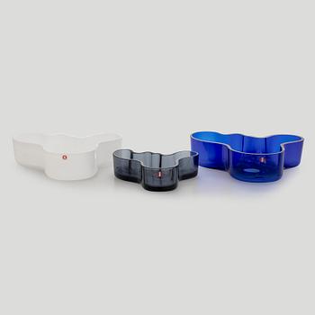 Alvar & Aino Aalto, skålar, 3 st, Iittala 2000-tal.