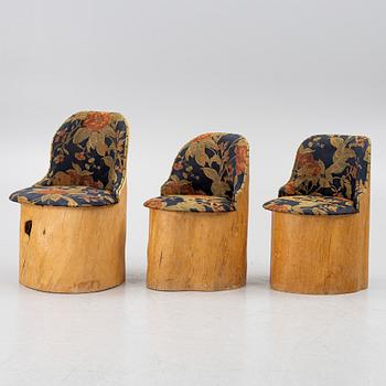 Three wooden chairs, 20th century.