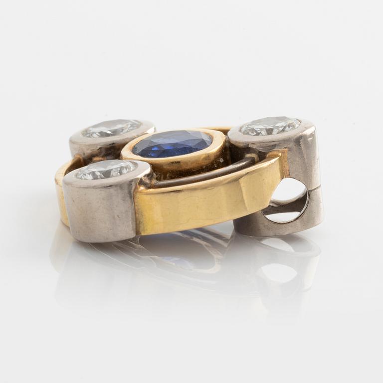 Gaudy, pendant with sapphires and brilliant-cut diamonds, two collier wires.