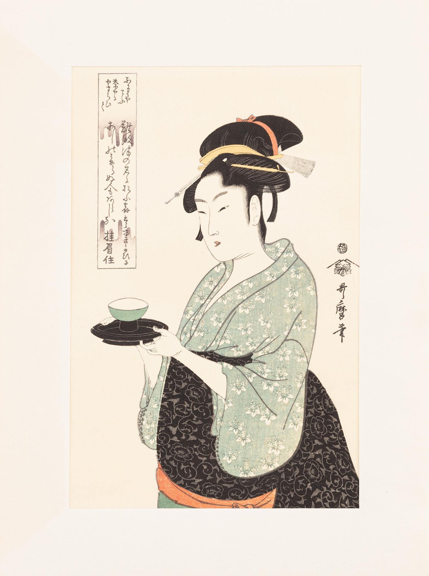 Kitagawa Utamaro, efter, färgträsnitt, 6st, Japan, 1900-talets andra hälft.