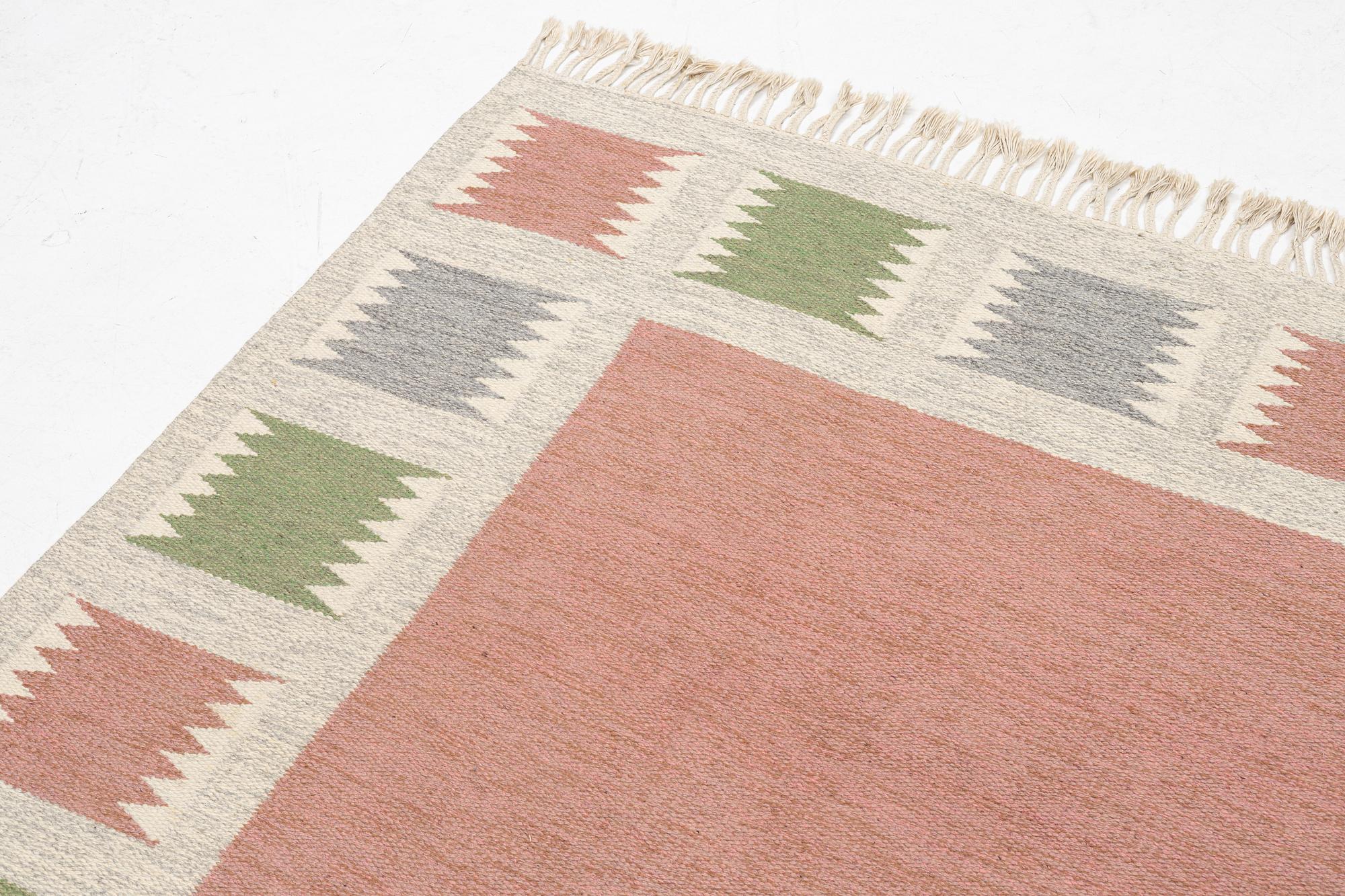 A flat weave carpet, signed BS (possibly Birgitta Södergren), c 287 x 192 cm.