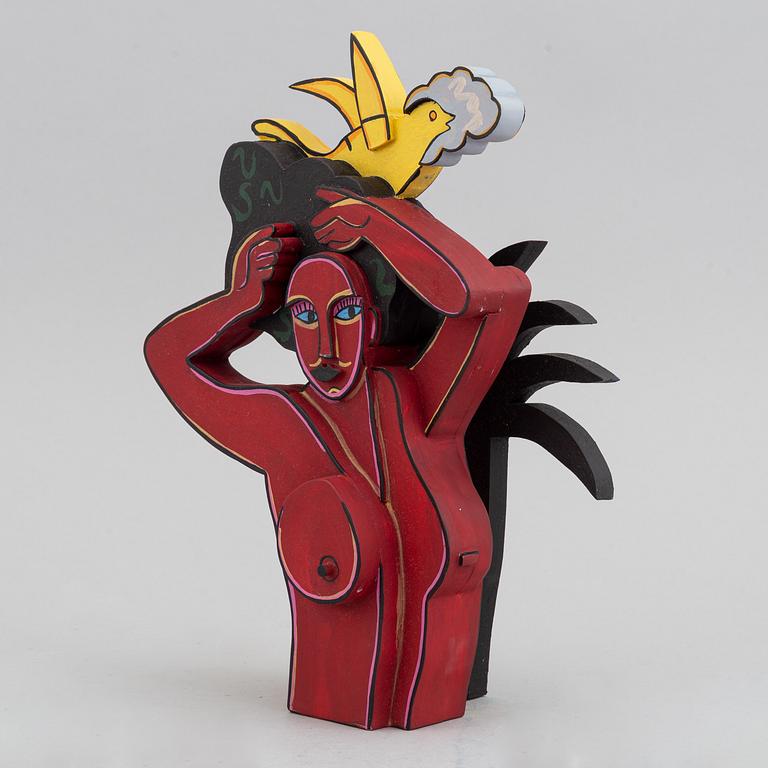 Beverloo Corneille, sculpture, painted wood, signed and numbered 711/999.