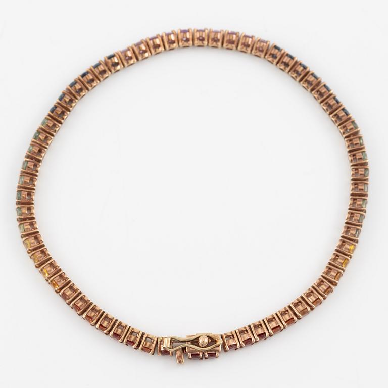 Bracelet, 18K rose gold with multi-coloured sapphires.