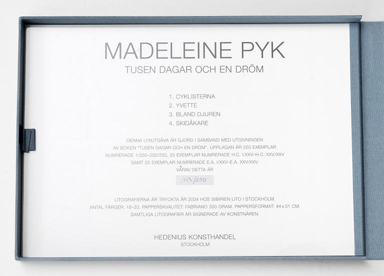 Madeleine Pyk, "Tusen dagar och en dröm", portfolio with 4 lithographs in colours and a book.