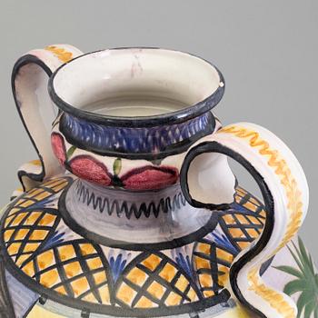 An earhenwear lidded vase from Jasba, Germany, mid 20th century.