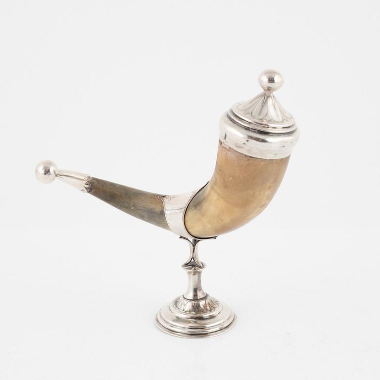 A Swedish Silver Drinking Horn, mark of Erik Johansson, Gävle 1890.