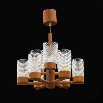 A teak ceiling light, 1950's/60's.