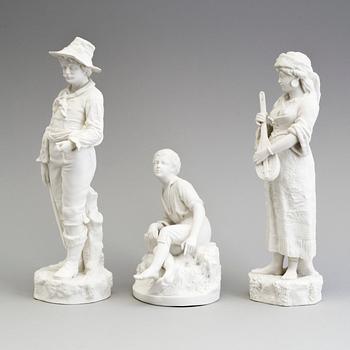 THREE PARIAN FIGURES, Gustafsberg, second half of the 19th century.