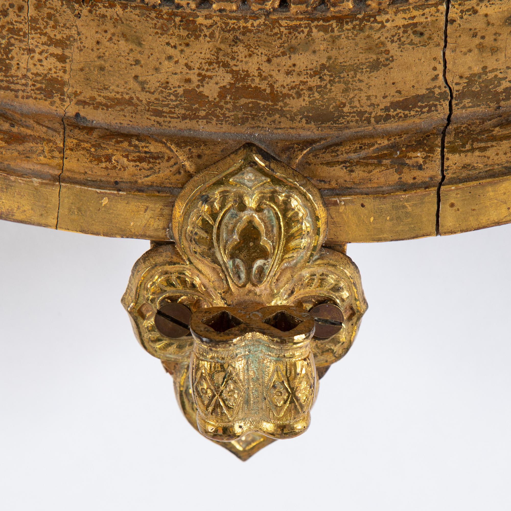 A Gustavian two-light girandole mirror, Stockholm, late 18th century.