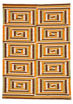 229. Barbro Nilsson, MATTO, "Ostia orange", flat weave, ca 339,5 x 245 cm, signed AB MMF BN.