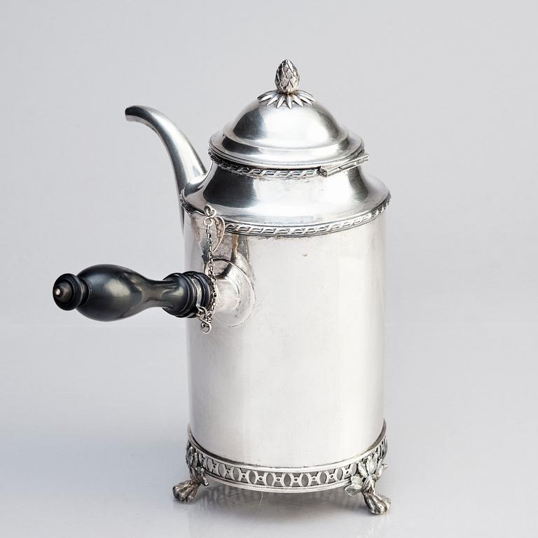 Stephan Westerstråhle, kaffekanna, silver, Stockholm 1797.