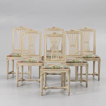 Dining set, 7 pieces, Gustavian style, 20th century.