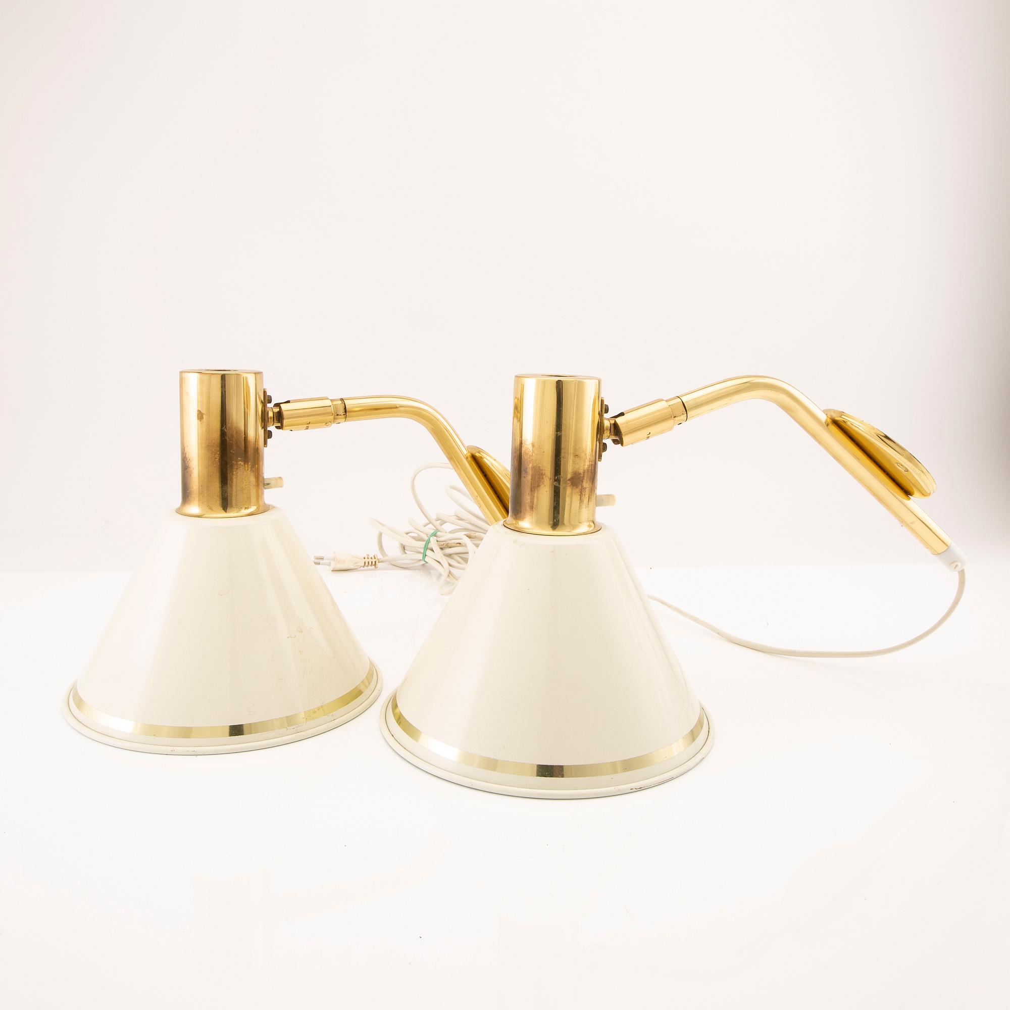 Wall lamps, a pair of Örsjö lighting from the late 20th century.