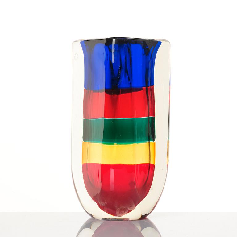 Fulvio Bianconi, a 'Fasce Sommerse' glass vase, Venini, Italy 1995.