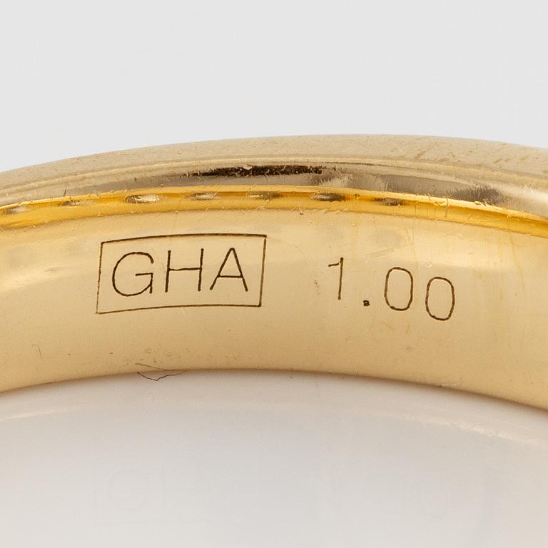 Ring halvallians 18K guld med briljantslipade diamanter.