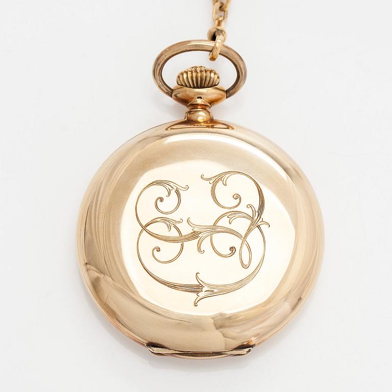Zenith, taskukello, 55 mm, 14K kultaa, ankkurikäynti, kellonvitjat 14K kultaa.